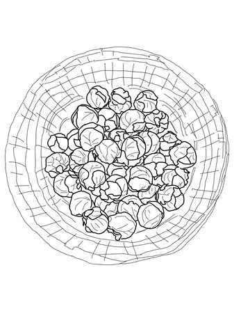 Brussels Sprouts In A Plate Coloring Page